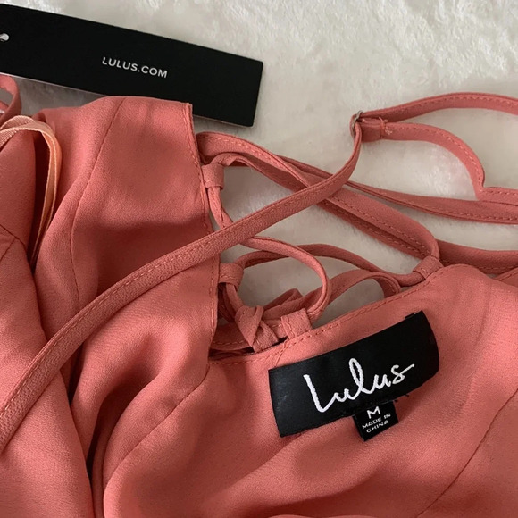 LULU’S Ada Lace Up Back Bohemian Maxi Slip Dress in Rusty Rose Size Medium - Picture 13 of 16